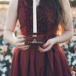 BOGO Beautiful ruffle front deep red dress